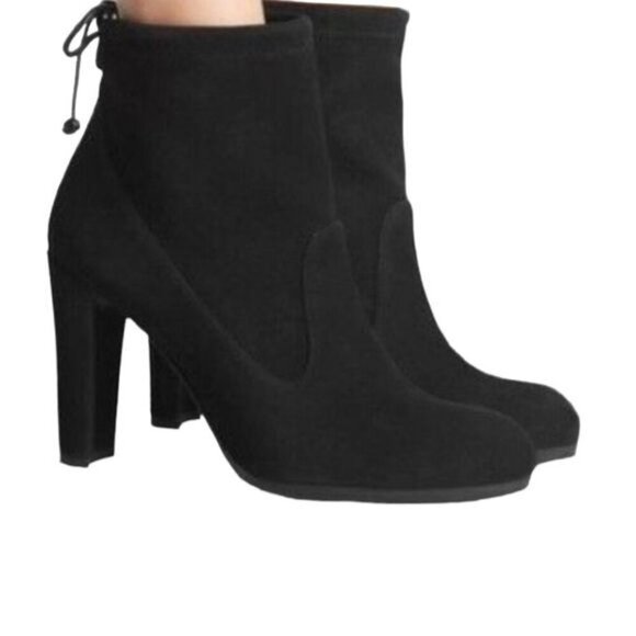Stuart Weitzman Catch Suede Leather Ankle Tie Bootie Black Size 8.5 - Picture 16 of 16